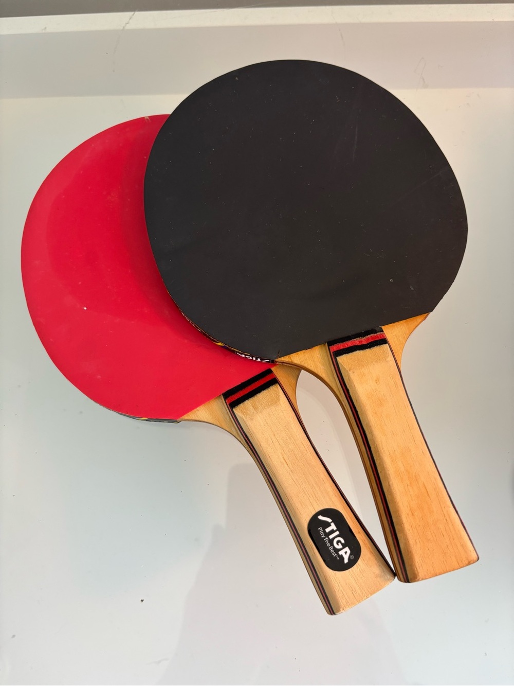 STIGA Table Tennis Paddle Pair - Red & Black Rubbers